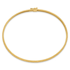 14k Hexagonal Design Diamond-cut 4.50mm Flexible Oval Bangle Bracelet