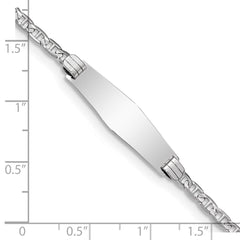 14k White Gold Polished Semi-Solid Chain/Solid Plate Anchor Link Soft Diamond Shape 25.5x7.8mm Plate 7 inch ID Bracelet