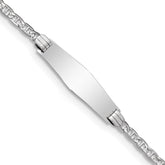 14k White Gold Polished Semi-Solid Chain/Solid Plate Anchor Link Soft Diamond Shape 25.5x7.8mm Plate 7 inch ID Bracelet