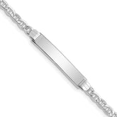14k White Gold Polished Semi-Solid Chain/Solid Plate Anchor Link 26x5mm Plate 7 inch ID Bracelet