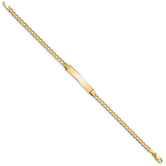 14k Polished Semi-Solid Chain/Solid Plate Cuban Link 25.5x5mm Plate 7 inch ID Bracelet