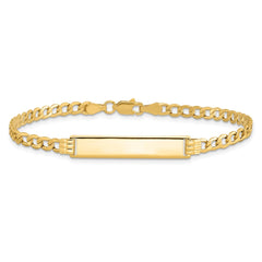 14k Polished Semi-Solid Chain/Solid Plate Cuban Link 25.5x5mm Plate 8 inch ID Bracelet
