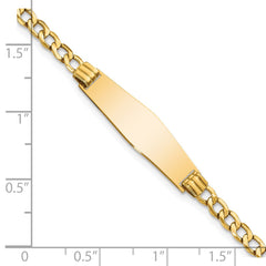 14k Polished Semi-Solid Chain/Solid Plate Cuban Link Soft Diamond Shape 25.5x7.5mm Plate 8 inch ID Bracelet