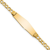 14k Polished Semi-Solid Chain/Solid Plate Cuban Link Soft Diamond Shape 25.5x7.5mm Plate 7 inch ID Bracelet