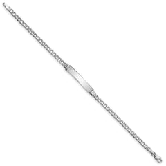 14k White Gold Polished Semi-Solid Chain/Solid Plate Cuban Link 26x5mm Plate 7 inch ID Bracelet