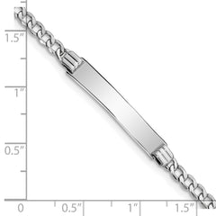 14k White Gold Polished Semi-Solid Chain/Solid Plate Cuban Link 26x5mm Plate 8 inch ID Bracelet
