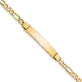 14k Polished Semi-Solid Chain/Solid Plate Figaro Link 25.5x5mm Plate 8 inch ID Bracelet