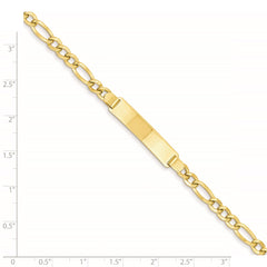 14k Polished Semi-Solid Chain/Solid Plate Figaro Link 33.5x6.5mm Plate 7 inch ID Bracelet