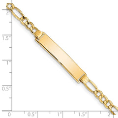 14k Polished Semi-Solid Chain/Solid Plate Figaro Link 33.5x6.5mm Plate 8 inch ID Bracelet