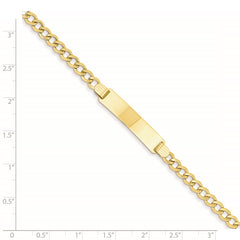 14k Polished Semi-Solid Chain/Solid Plate Curb Link 33x6.75mm Plate 7 inch ID Bracelet