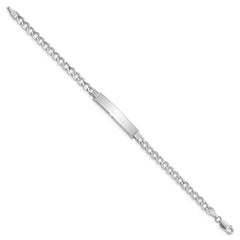 14k White Gold Polished Semi-Solid Chain/Solid Plate Curb Link 33x6.75mm Plate 8 inch ID Bracelet