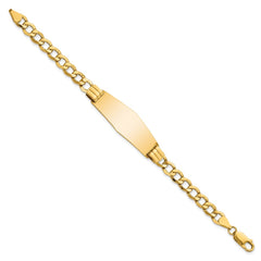 14k Polished Semi-Solid Chain/Solid Plate Curb Link Soft Diamond Shape 39x14mm Plate 8 inch ID Bracelet - 2