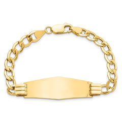 14k Polished Semi-Solid Chain/Solid Plate Curb Link Soft Diamond Shape 39x14mm Plate 8 inch ID Bracelet - 2