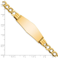 14k Polished Semi-Solid Chain/Solid Plate Curb Link Soft Diamond Shape 39x14mm Plate 8 inch ID Bracelet - 2