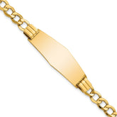 14k Polished Semi-Solid Chain/Solid Plate Curb Link Soft Diamond Shape 39x14mm Plate 8 inch ID Bracelet - 2
