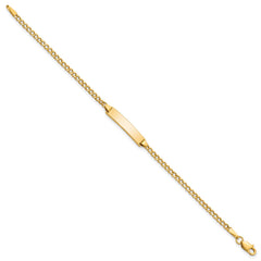 14k Polished Semi-Solid Chain/Solid Plate Cuban Link 20x4.5mm Plate 6 inch Baby/Child ID Bracelet