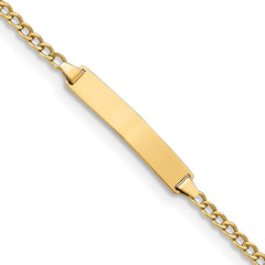 14k Polished Semi-Solid Chain/Solid Plate Cuban Link 23x4.3mm Plate 7 inch ID Bracelet