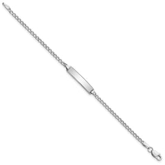 14k White Gold Polished Semi-Solid Chain/Solid Plate Cuban Link 20x4.5mm Plate 6 inch Baby/Child ID Bracelet