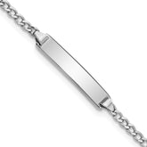 14k White Gold Polished Semi-Solid Chain/Solid Plate Cuban Link 20.5x4.5mm Plate 7 inch ID Bracelet
