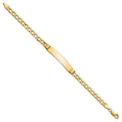 14k Polished Semi-Solid Chain/Solid Plate Cuban Link 35x7mm Plate 8 inch ID Bracelet