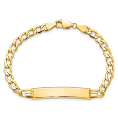 14k Polished Semi-Solid Chain/Solid Plate Cuban Link 35x7mm Plate 8 inch ID Bracelet