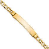 14k Polished Semi-Solid Chain/Solid Plate Cuban Link 35x7mm Plate 8 inch ID Bracelet