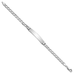14k White Gold Polished Semi-Solid Chain/Solid Plate Cuban Link 35x7mm Plate 8 inch ID Bracelet