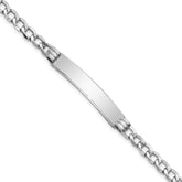 14k White Gold Polished Semi-Solid Chain/Solid Plate Cuban Link 35x7mm Plate 7 inch ID Bracelet