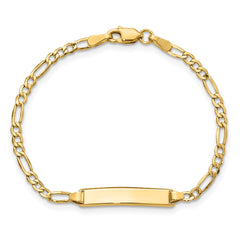 14k Polished Semi-Solid Chain/Solid Plate Figaro Link 19.5x4.5mm Plate 7 inch ID Bracelet