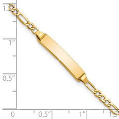 14k Polished Semi-Solid Chain/Solid Plate Figaro Link 19.5x4.5mm Plate 7 inch ID Bracelet
