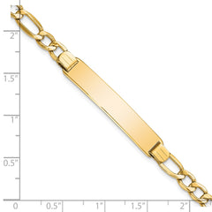 14k Polished Semi-Solid Chain/Solid Plate Figaro Link 34.5x7mm Plate 8 inch ID Bracelet