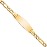 14k Polished Semi-Solid Chain/Solid Plate Figaro Link Soft Diamond Shape 39x14mm Plate 8 inch ID Bracelet