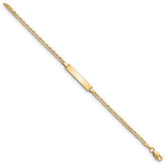 14k Polished Semi-Solid Chain/Solid Plate Anchor Link 20.5x4.5mm Plate 5.5 inch Baby/Child ID Bracelet