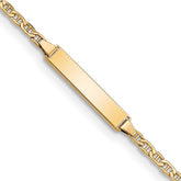 14k Polished Semi-Solid Chain/Solid Plate Anchor Link 20.5x4.5mm Plate 5.5 inch Baby/Child ID Bracelet