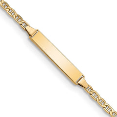 14k Polished Semi-Solid Chain/Solid Plate Anchor Link 20.5x4.5mm Plate 6 inch Baby/Child ID Bracelet