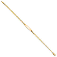 14k Polished Semi-Solid Chain/Solid Plate Anchor Link Soft Diamond Shape 19.5x5.5mm Plate 6 inch Baby/Child ID Bracelet