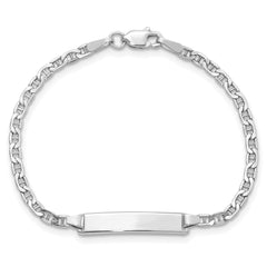 14k White Gold Polished Semi-Solid Chain/Solid Plate Anchor Link 20x4.5mm Plate 6 inch Baby/Child ID Bracelet