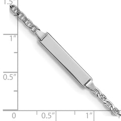 14k White Gold Polished Semi-Solid Chain/Solid Plate Anchor Link 20x4.5mm Plate 6 inch Baby/Child ID Bracelet