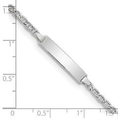 14k White Gold Polished Semi-Solid Chain/Solid Plate Anchor Link 20.5x4.5mm Plate 7 inch ID Bracelet