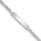 14k White Gold Polished Semi-Solid Chain/Solid Plate Anchor Link 20.5x4.5mm Plate 7 inch ID Bracelet