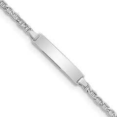 14k White Gold Polished Semi-Solid Chain/Solid Plate Anchor Link 20.5x4.5mm Plate 7 inch ID Bracelet