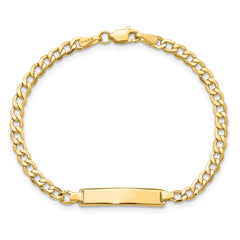 14k Polished Semi-Solid Chain/Solid Plate Cuban Link 19.5x4.5mm Plate 7 inch ID Bracelet
