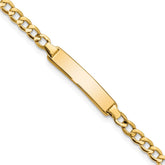 14k Polished Semi-Solid Chain/Solid Plate Cuban Link 23.5x4.5mm Plate 6 inch Baby/Child ID Bracelet