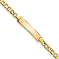 14k Polished Semi-Solid Chain/Solid Plate Cuban Link 19.5x4.5mm Plate 7 inch ID Bracelet