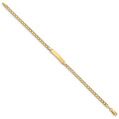 14k Polished Semi-Solid Chain/Solid Plate Cuban Link 19.5x4.5mm Plate 8 inch ID Bracelet