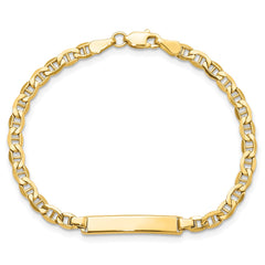 14k Polished Semi-Solid Chain/Solid Plate Anchor Link 23.3x4.5mm Plate 6 inch Baby/Child ID Bracelet