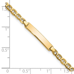 14k Polished Semi-Solid Chain/Solid Plate Anchor Link 23.3x4.5mm Plate 6 inch Baby/Child ID Bracelet