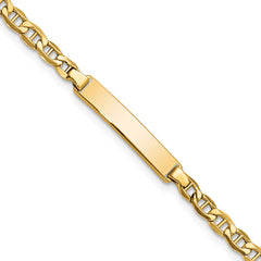 14k Polished Semi-Solid Chain/Solid Plate Anchor Link 22.5x4.5mm Plate 7 inch ID Bracelet