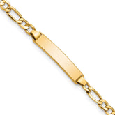 14k Polished Semi-Solid Chain/Solid Plate Figaro Link 23x4.3mm Plate 7 inch ID Bracelet
