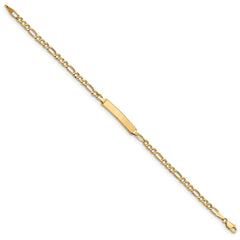 14k Polished Semi-Solid Chain/Solid Plate Figaro Link 23x4.3mm Plate 8 inch ID Bracelet